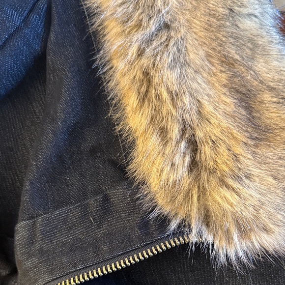 Michael Kors Blue Denim Unlined Parka with removable Fur Hood - Picture 8 of 8